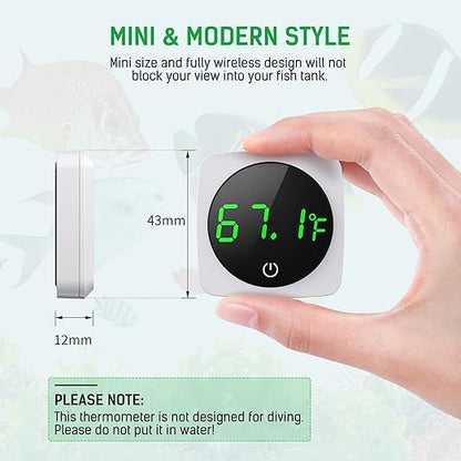 PAIZOO Aquarium Thermometer, LED Digital Fish Tank Thermometer High Accurate to ±0.9℉, Aquarium Fish Tank Accessories for Betta, Goldfish, Axolotl, or Aquatic Pet, White