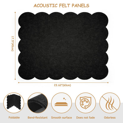 Felt Bulletin Board 24" x 18" Cork Board Alternative,Decorative Felt Pin Board Foldable Cork Boards for Walls Self-Adhesive Cork Board for Home Office Classroom Pin Board (Black)