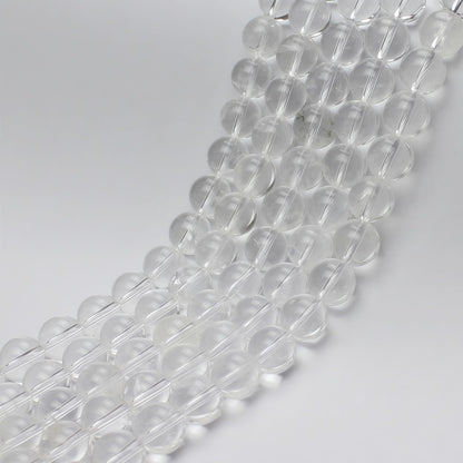 MJDCB 7A Natural White Clear Quartz Round Beads Gemstone Beads for DIY Necklace Bracelat Jewelry Making Strand 15" (8mm)