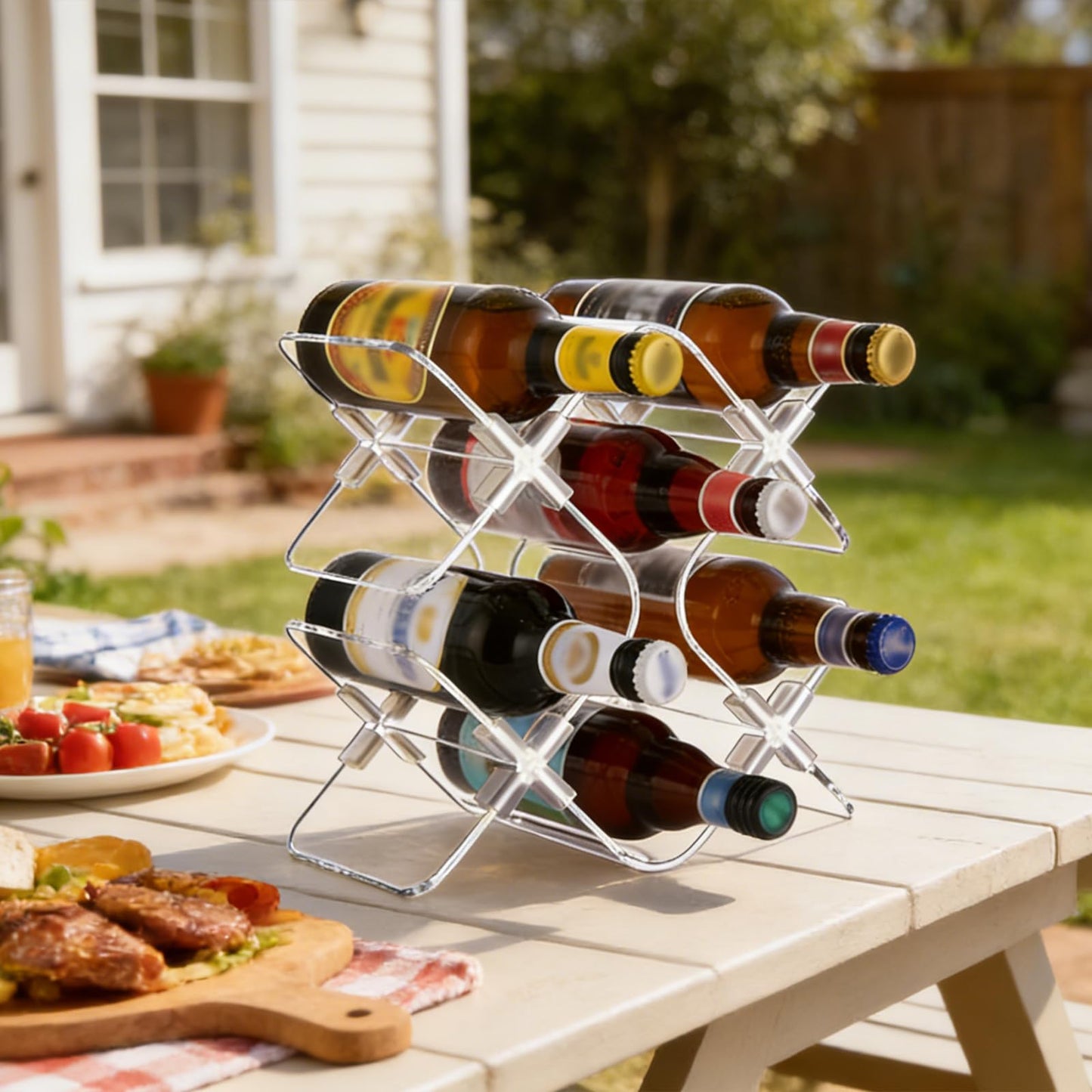 EVERBBKING Acrylic 6 Bottle Countertop Wine Rack, Clear Freestanding Tabletop Wine Holder, Modern Space-Saving Wine Storage Organizer for Kitchen Bar Pantry