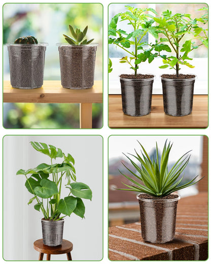PACETAP 40Pack 6.5/5/4/3.5 Inch Reinforced Clear Nursery Pots with Drainage Holes, Variety Pack Thickened Plastic Plant Pots with 20 Plant Labels for Indoor Outdoor Flower Seed Starter