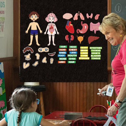 BEUNITONE Body Parts Learning Felt Story Board for Family 48 Pcs Large Preschool Human Organ Name Words Useful Felt Story Board Set Wall Activity for Birthday Christmas New Year Gifts