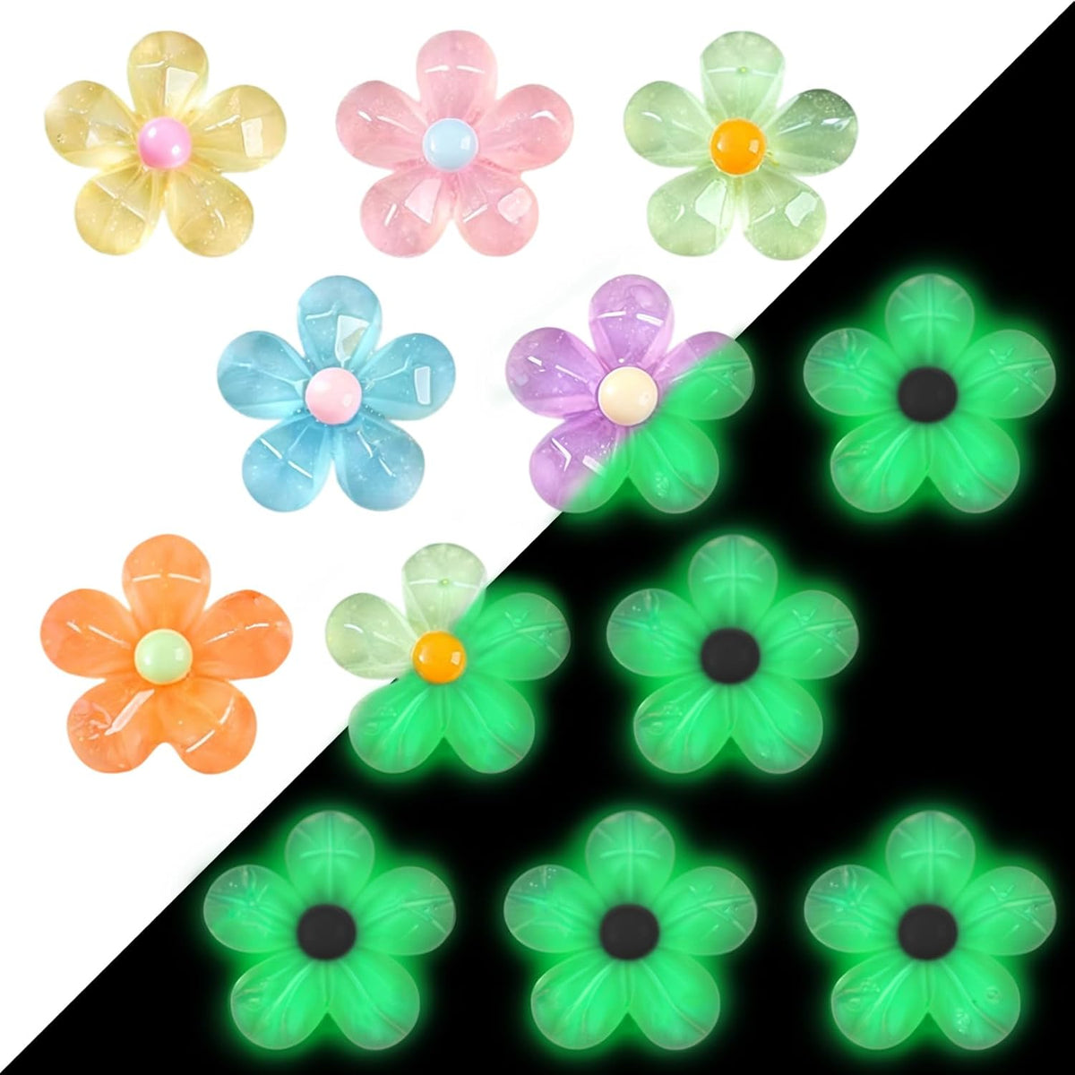 Qualsen Fridge Magnets Refrigerator, 12 Pcs Cute Decorative Flower Magnets for Refrigerator, Whiteboard, Locker, Kitchen, Classroom(Glow)