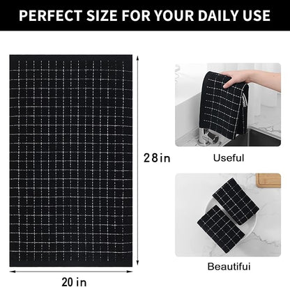 Homaxy 100% Cotton Terry Kitchen Towels, Checkered Designed, Soft and Super