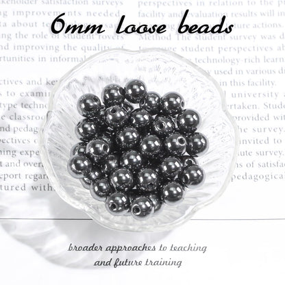 6mm Natural Gemstone Round Black Lava Loose Beads for Jewelry Making Bracelets Necklace Earrings Art Craft (60-62pcs/strand)