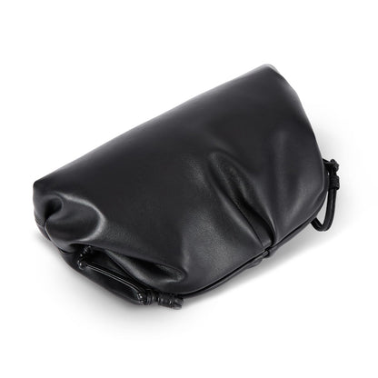 Huralona Dressy Pleated Vegan Leather Clutch Purse Super Soft Cloud Dumpling Clutch Bag for Women PU Evening Purse Handbag (Black, M)