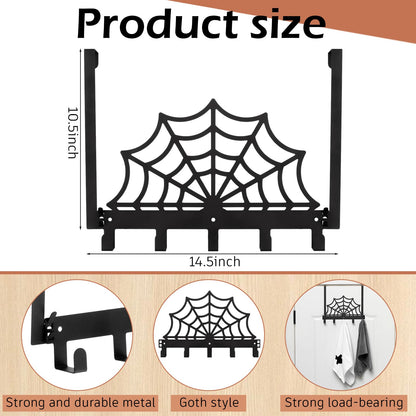 Reallnaive Cobweb Over The Door Hooks Christmas Gothic Bathroom Decor Creepy Hanger Wall Mount Rack Holder for Towel, Hat, Coat, Cloth, Keychain, Bag, Home Organizer