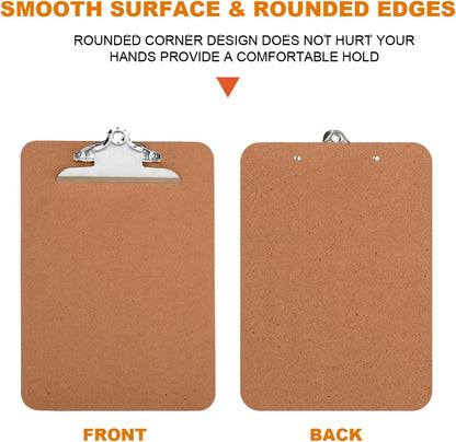 HERKKA 6 Pack Hardboard Office Clipboards - A4 Letter Size, ECO Friendly