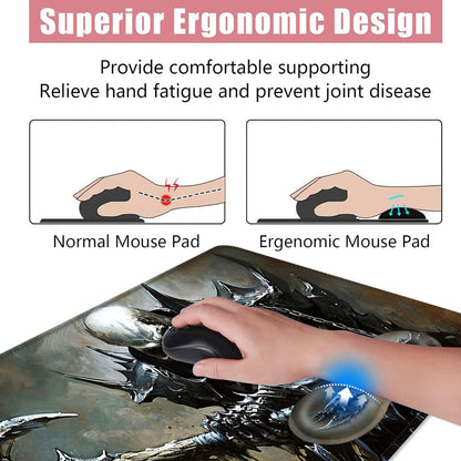 BFUKVOU Large Keyboard Mouse Pad Set, Extended Mouse Pad+Keyboard Wrist Rest Support, Memory Foam Ergonomic Easy Typing, 4Pcs (31.5×11.8 in) Desk Pad Set for Office Home,Funny Skeleton