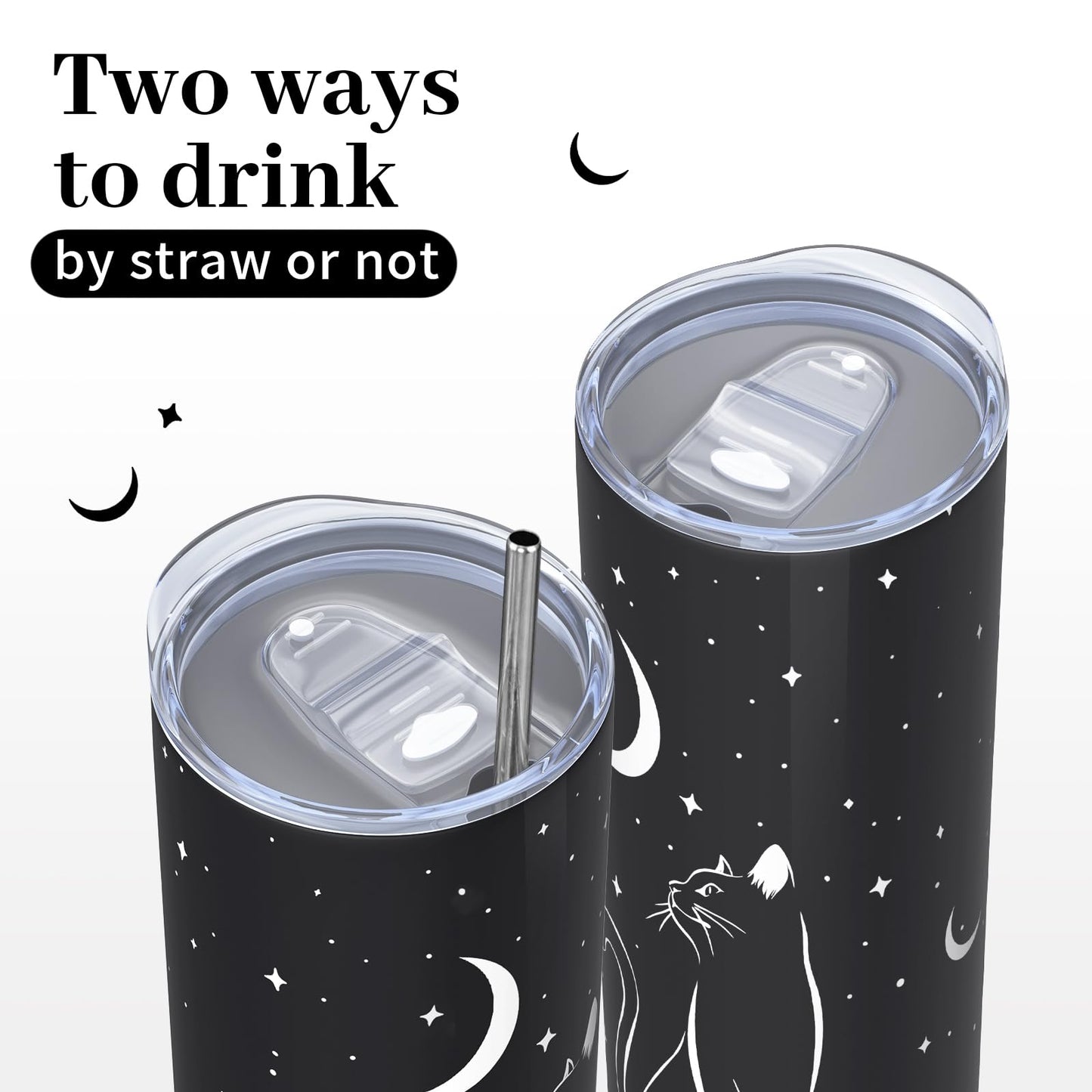 Mofvugz Black Cat Gifts for Women, Black Cat Tumbler 20oz Stainless Steel Insulated Cup Travel Mug Tumbler, Christmas Halloween Birthday Gifts for Women