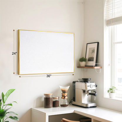 QUEENLINK Linen Bulletin Board 36" x 24", White Fabric Pin Board with Gold Aluminum Frame, Decorative Vision Board for Home Office, Bedroom & Dorm Wall Decor, Includes 10 Push Pins