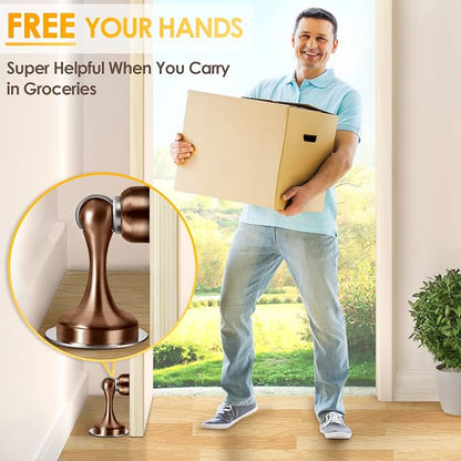 Door Stoppers Magnetic Door Catch, Stainless Steel Magnetic Door Stop 2 Pack, Double-Sided Adhesive Tape, No Drilling, Screws for Stronger Mount, Holder Your Door Open for Wide Doors