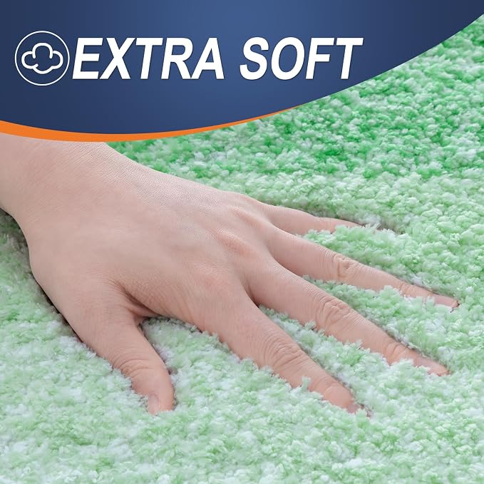 OLANLY Bathroom Runner Rugs Mat 70x24, Extra Soft Absorbent Microfiber Bath Rugs, Rubber Backing, Quick Dry, Washable Long Bath Mats for Bathroom Floor, Tub and Shower, Home Decor Accessories, Green