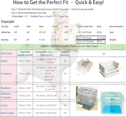 50 Pcs Disposable Rabbit Cage Liner Plastic Toilet Film Leak-Proof for Small Animals Bunny Guinea Pig Bird Cage Liners Litter Box Crate Tray Drawer Quick Cleanup Essentials Indoor (Small)