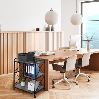 Printer Stand Printer Table with Storage Shelf for Home Office 23 x 18 Inch Large Printer Stand with Power Outlet Rolling Printer Table with Wheels Pinter Cart Tower Stand Grey Oak