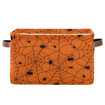 ALAZA Halloween Spiderweb Orange Foldable Storage Box Storage Basket Organizer Bins with Handles for Shelf Closet Living Room Bedroom Home Office 1 Pack