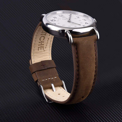 Ritche Genuine Classic Vintage Quick Release Leather Watch Band 18mm Leather Watch Strap (Espresso Brown), White Elephant Gifts, Stocking Stuffers for Men, Father's Day gifts