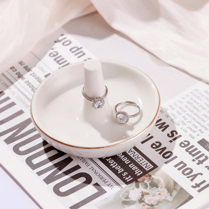Wedding Ring Holder, Engagement Jewelry Dish With Stand, Ceramic Holder for Rings Earrings Necklace, Gift for Women, Birthday Mothers Day