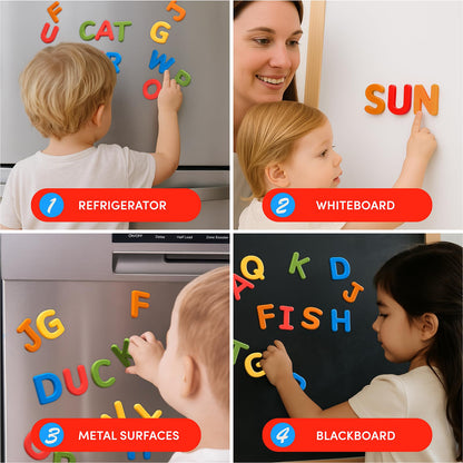 JoyCat Silicone Alphabet Magnetic Letters, 26 Uppercase ABC Fridge Magnets for Toddlers & Kids 3+, Preschool Learning Refrigerator Toy Set, Birthday Gifts for Boys Girls (Vibrant Color)