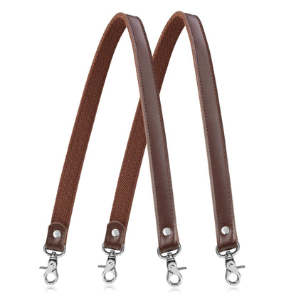 Allzedream Genuine Leather Purse Strap Sewing Canvas Replacement Handbag Shoulder Bag 2 Pcs (Coffee, Silver Hardware)