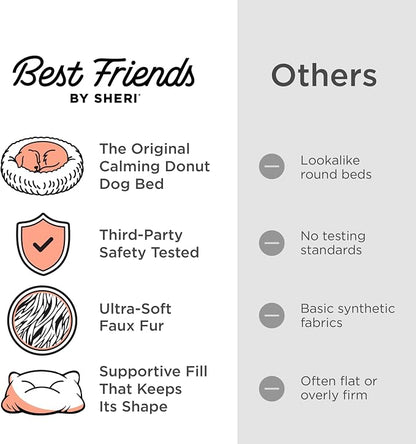 Best Friends by Sheri The Original Calming Donut Dog Bed for Medium Dogs up to 45 lbs, Shag Faux Fur, Cotton Candy Pink, 30" x 30"