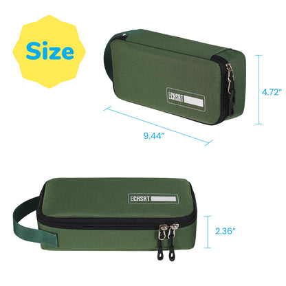 ECHSRT Pencil Case for Men Women, Large Pen Bag for Adults, Portable Pencil Pouch Aesthetic with Handle, Zipper Cases for Office Organizer Green Pencil Cases
