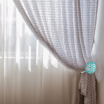 4 Packs Curtain Magnetic Buckle Spring Window Decoration Curtain Tie Rope for Home Office Decoration (Peacock Blue)