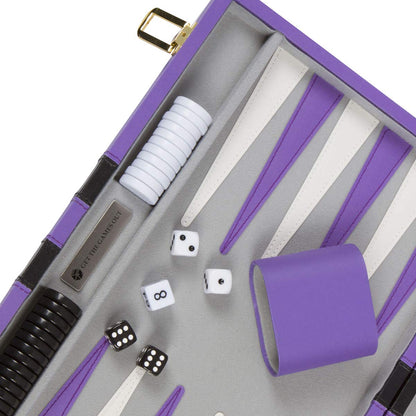 Get The Games Out Backgammon Set, Classic Board Game Case, 2 Players, Includes Strategy & Tip Guide, Perfect for Parties and Family Game Nights -Small, Purple