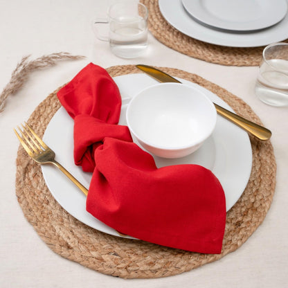 Blue Needles Solid Cloth Napkins Set of 6 Red 100% Cotton Dinner Napkins 18x18 inches - Soft, Reusable, Absorbent & Washable Linen, Ideal for Valentine's Day Events, Parties & Everyday Use