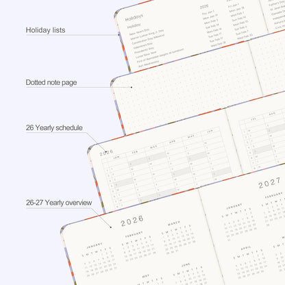 And Per Se 2026 Planner with Pattern-Daily, Weekly & 15-Monthly Leather Hardcover Planner, 5.7" x 8", Daily Schedule, Monthly Tabs, 100 GSM Thick Paper, Back Pocket(Blossom Purple)