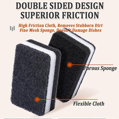 Taeku Natural Kitchen Sponge, 6 Pack Heavy Duty Scrub Cellulose Sponge Premium Multifunction Eco Friendly Cleaning Sponges for Dishes (Black)