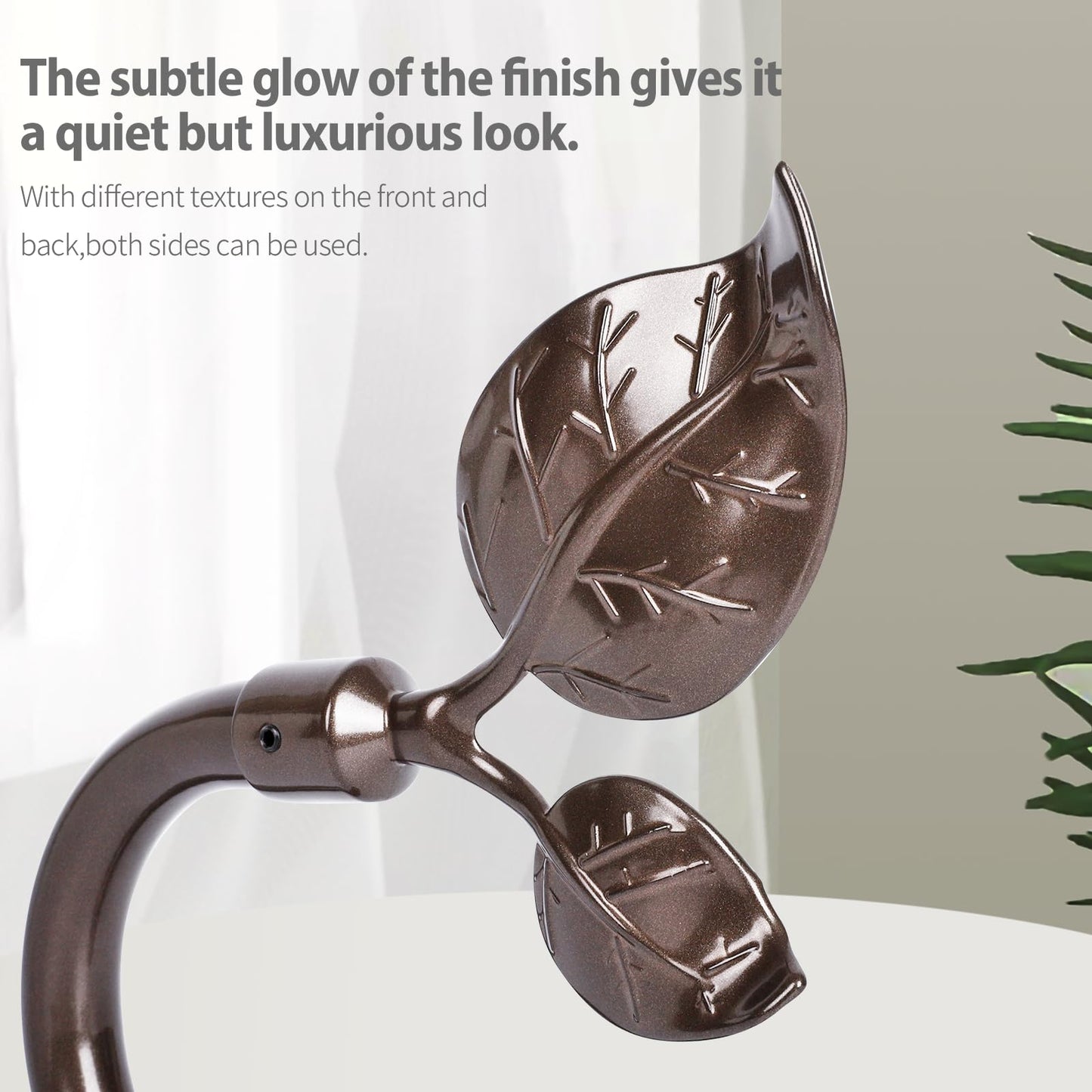 HIKMLK Leaf Shaped Curtain Tieback Holdbacks 2pcs, Handmade Metal Curtain Side Holders for Wall, Curtain Hook Pull Backs for Drapes Window Decoration