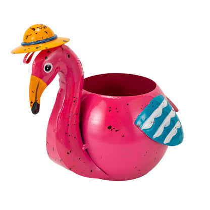The Aura Collective Flamingo Planter Small Succulent Pots Metal Animal Planters, Decorative Flower Pot Indoor Garden Statues Yard Art Decor