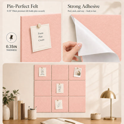 Baysola Felt Bulletin Board Panels 48 x 36 Inch Self Adhesive Wall Tiles Cork Board Alternative for Office Classroom Photos Notes 12 Pack