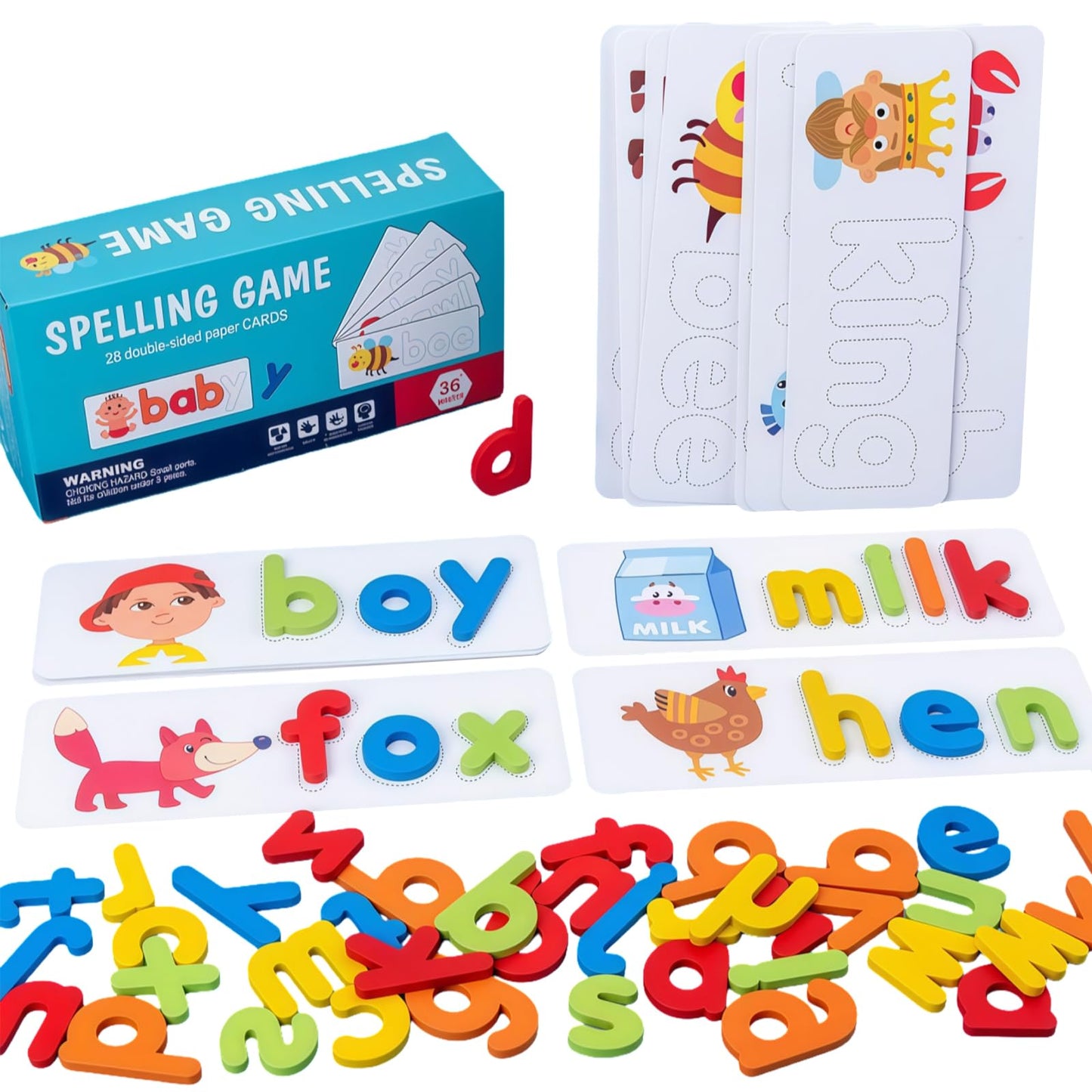 Learning Educational Toys for 3 4 5 6 Years Old Boys Girls, See & Spell CVC Word Builders with Alphabet Cards for Kids, Preschool Learning Activities Matching Letter Game, Gifts for Toddlers 3-5