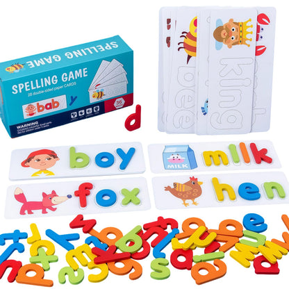 Learning Educational Toys for 3 4 5 6 Years Old Boys Girls, See & Spell CVC Word Builders with Alphabet Cards for Kids, Preschool Learning Activities Matching Letter Game, Gifts for Toddlers 3-5