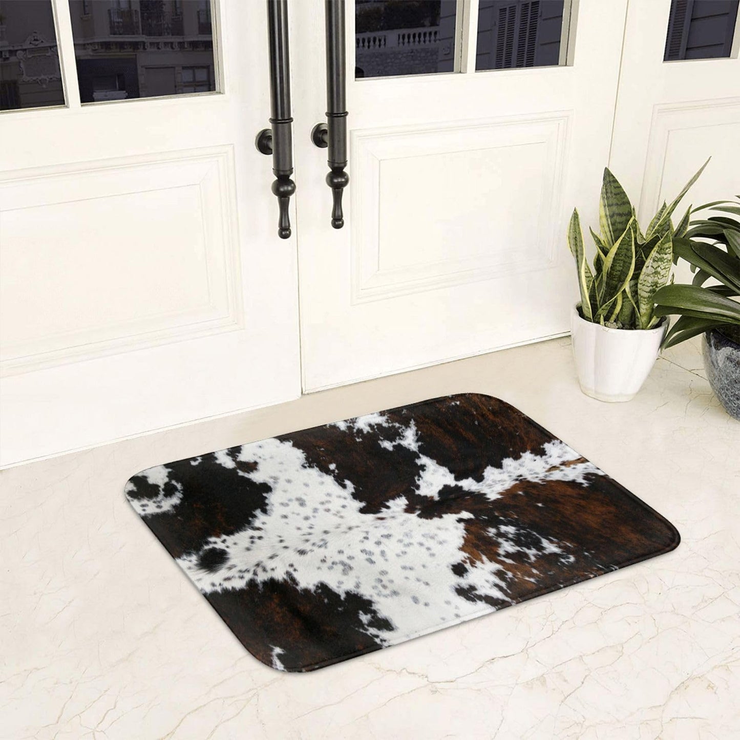 Western Cowhide Cow Print Bath Mats 15.7x23.6 Inch for Bathroom, Soft Absorbent Cow Bath Rug Non-Slip Floor Rug Carpets for Kitchen Bathroom Laundry Bedroom Living Room Decoration