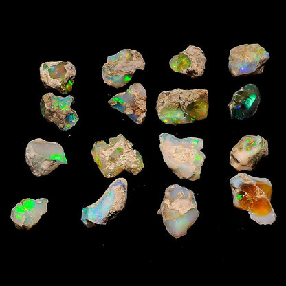 GEMKORA 30 cts, 5-6pcs, Ethiopian Raw Opal Gemstone Rough Crystals Natural Healing Rock Gift, Jewelry Making Supply, Art-Crafts-DIY Stone, A+ Grade [15-20 mm]