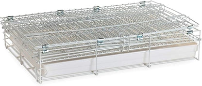 White Durable Metal Easy Foldable Travel Vet Carrier Perch Stand Metal Cage Prevent Your Parrot Bird Prevent Beaks Out Stainless Feeder Cups Natural Wooden Perch Stand