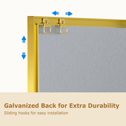 QUEENLINK Magnetic Whiteboard, 24"x18" Gold Aluminum Frame Dry Erase White Board for Wall, Hanging Wipe Board with 6 Magnets, 4 Markers & 1 Eraser for Home, Office, School