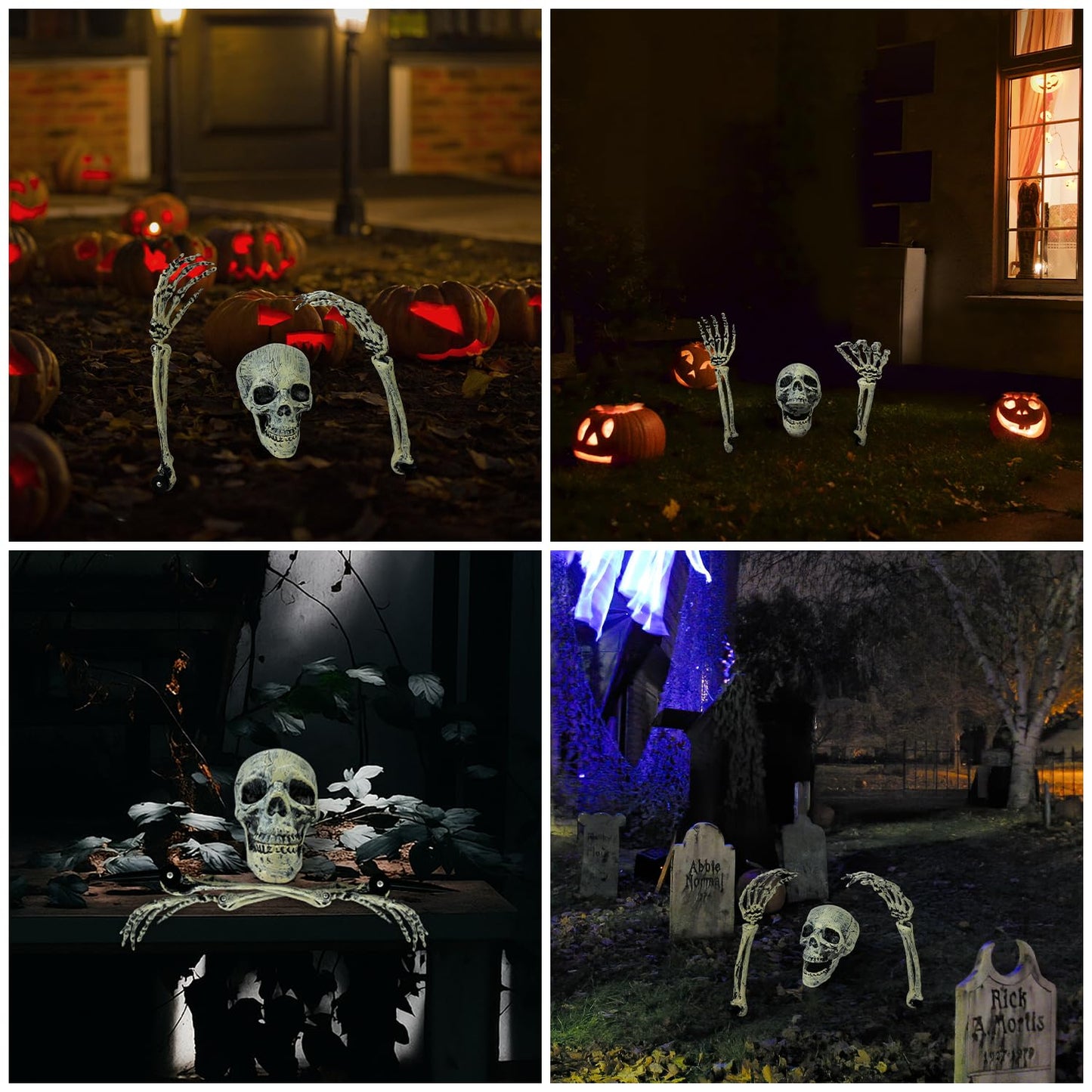1 Pack Realistic Halloween Skeleton Stakes Decorations Outdoor for Yard Lawn Graveyard Garden, Scary Halloween Groundbreaker Skeletons with Skull and Arms – Haunted House Props Party Decor Supplies
