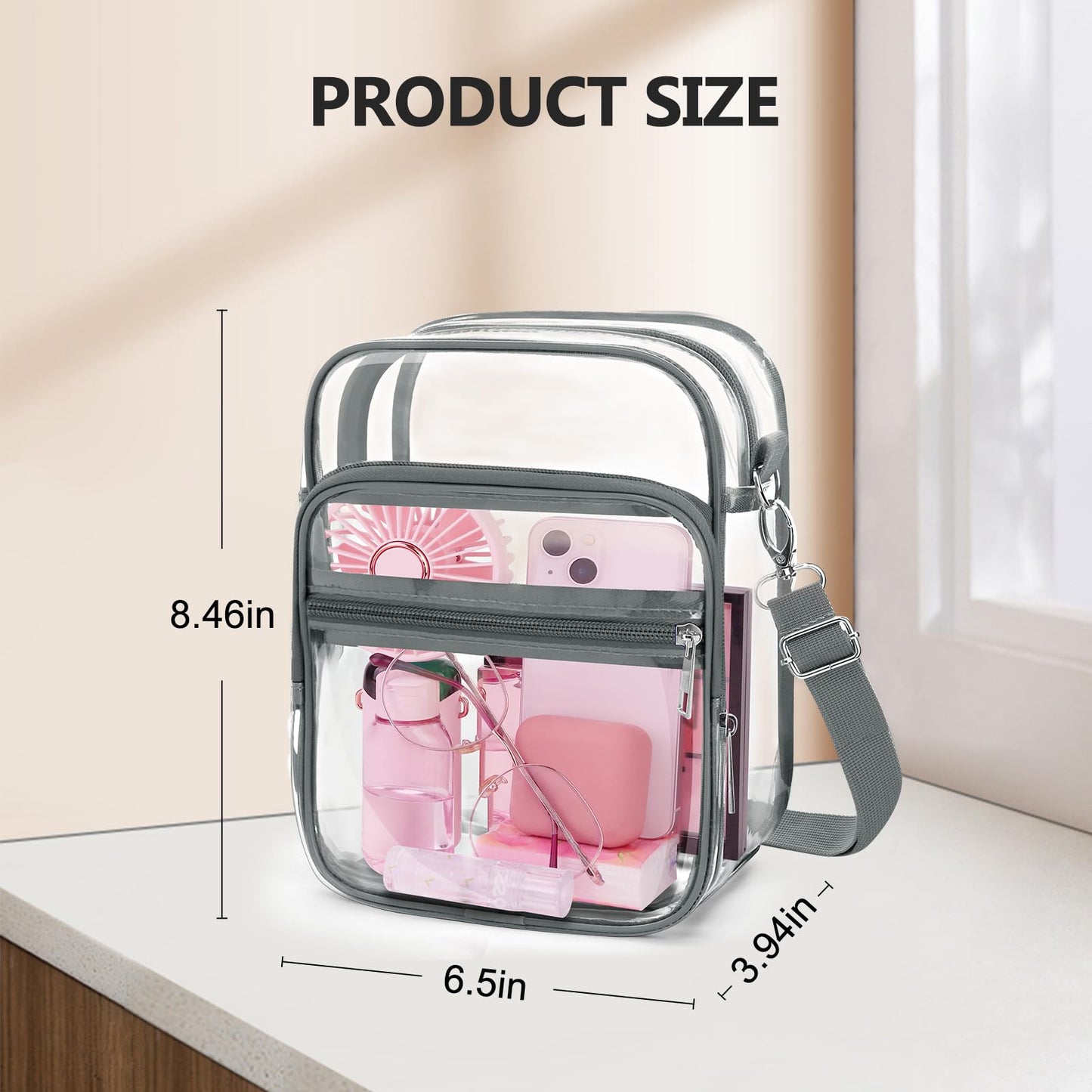Blvornl Clear Crossbody Bag with Adjustable Shoulder Strap, Stadium Approved PVC Purse Bag, Messenger Bag