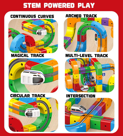 Electric Train Set for Kids Ages 3-8 - Modular 3D Flexible Race Track Building Toy with Gravity-Defying 360° Movement, STEM Learning Fun Gift (66 pcs Starter Set)
