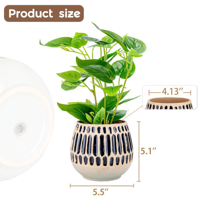 Chonsun Ceramic Planter 4 Inch Plant Pots Indoor Outdoor Succulent Plant Pot Flower Pots Mid-Century Planter Ceramic Pot