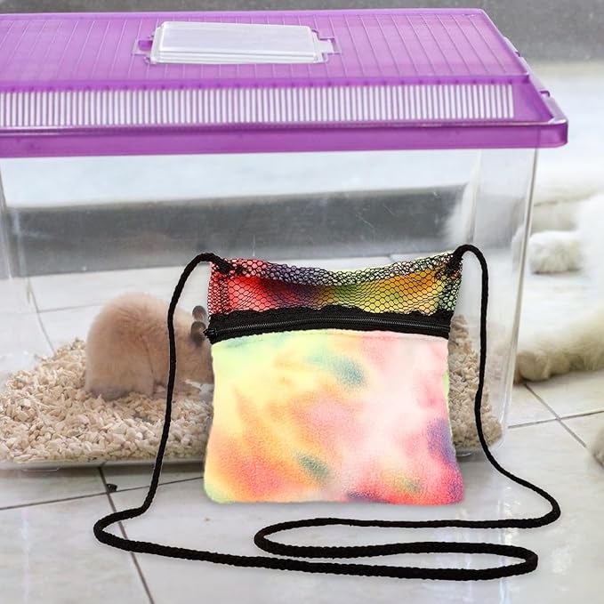 SUPVOX Hamster Carrier Bag Portable Small Animal Pouch with Drawstring Closure Breathable Pet Tote Bag 6.69X6.69X0.78 Inches for Travel and Outdoor Use