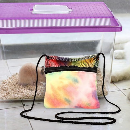 SUPVOX Hamster Carrier Bag Portable Small Animal Pouch with Drawstring Closure Breathable Pet Tote Bag 6.69X6.69X0.78 Inches for Travel and Outdoor Use