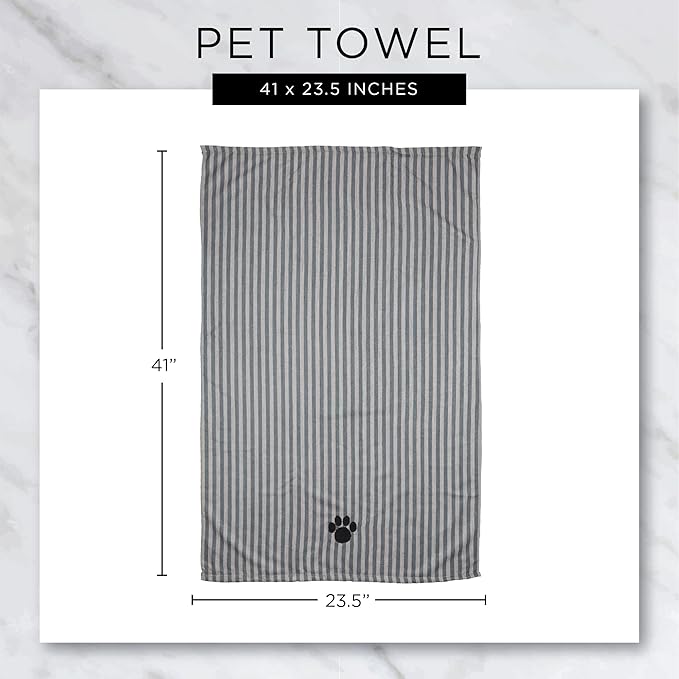 Bone Dry Pet Grooming Microfiber Towel, Embroidered Collection, X-Large,41x23.5, Lettuce Green