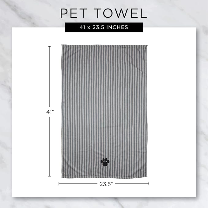 Bone Dry Pet Grooming Towel Collection Absorbent Microfiber X-Large, 41x23.5, Embroidered Black (Pack of 12)