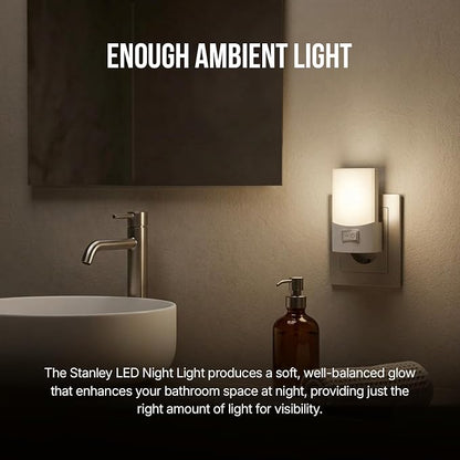 STANLEY LED Night Light with On/Off Switch Plug in Design for Indoor Use Bedrooms Hallways Bathrooms and Kitchens