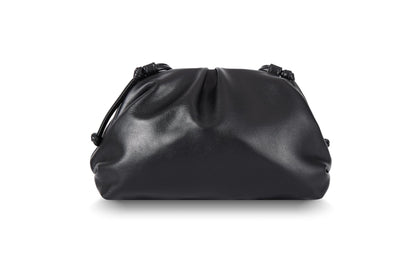 BRYCTSISEN Elegant Vegan Leather Clutch Bag for Women Dressy Pleated Cloud Dumpling Purse Super Soft PU Evening Handbag (Black, Small)